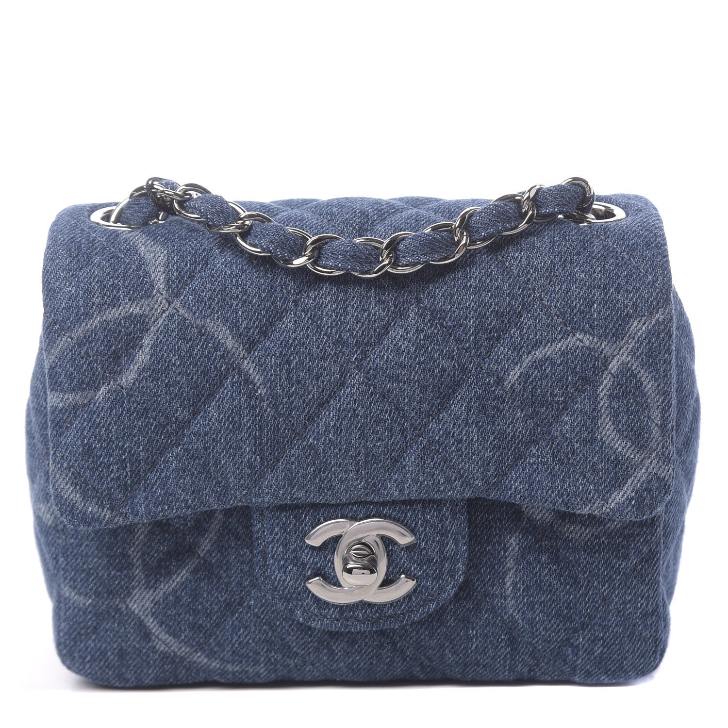 Chanel Denim CC Quilted Mini Square Flap Blue 1 of 11