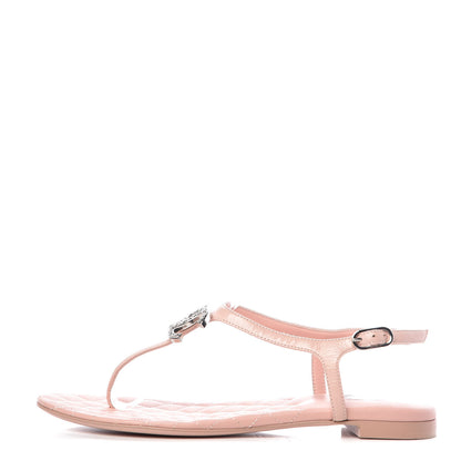 Chanel Lambskin Crystal Baguette CC Thong Sandals 36.5 Pink 1 of 8