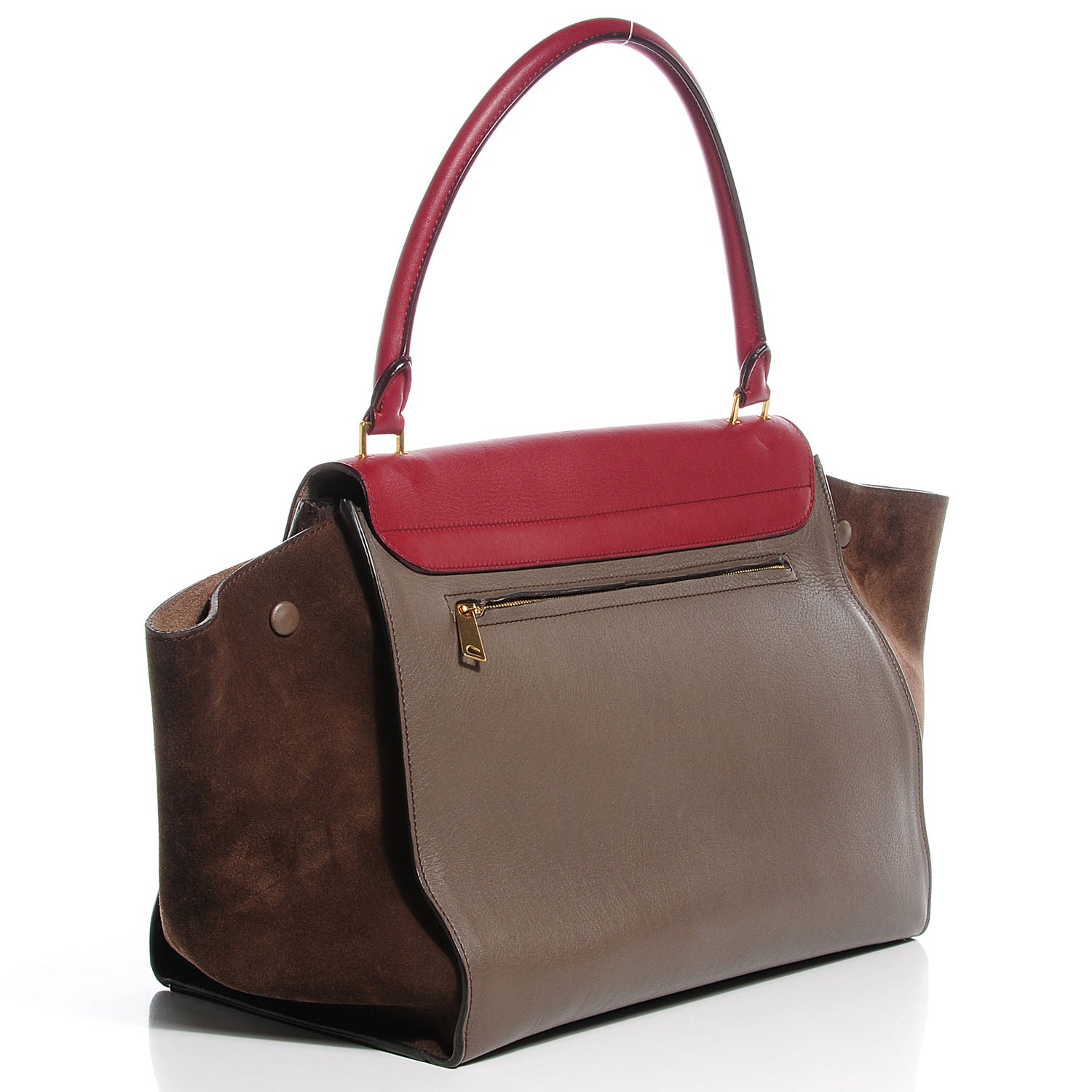 Celine Calfskin Suede Large Tri-Color Trapeze Granite 3 of 7