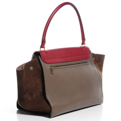 Celine Calfskin Suede Large Tri-Color Trapeze Granite 3 of 7