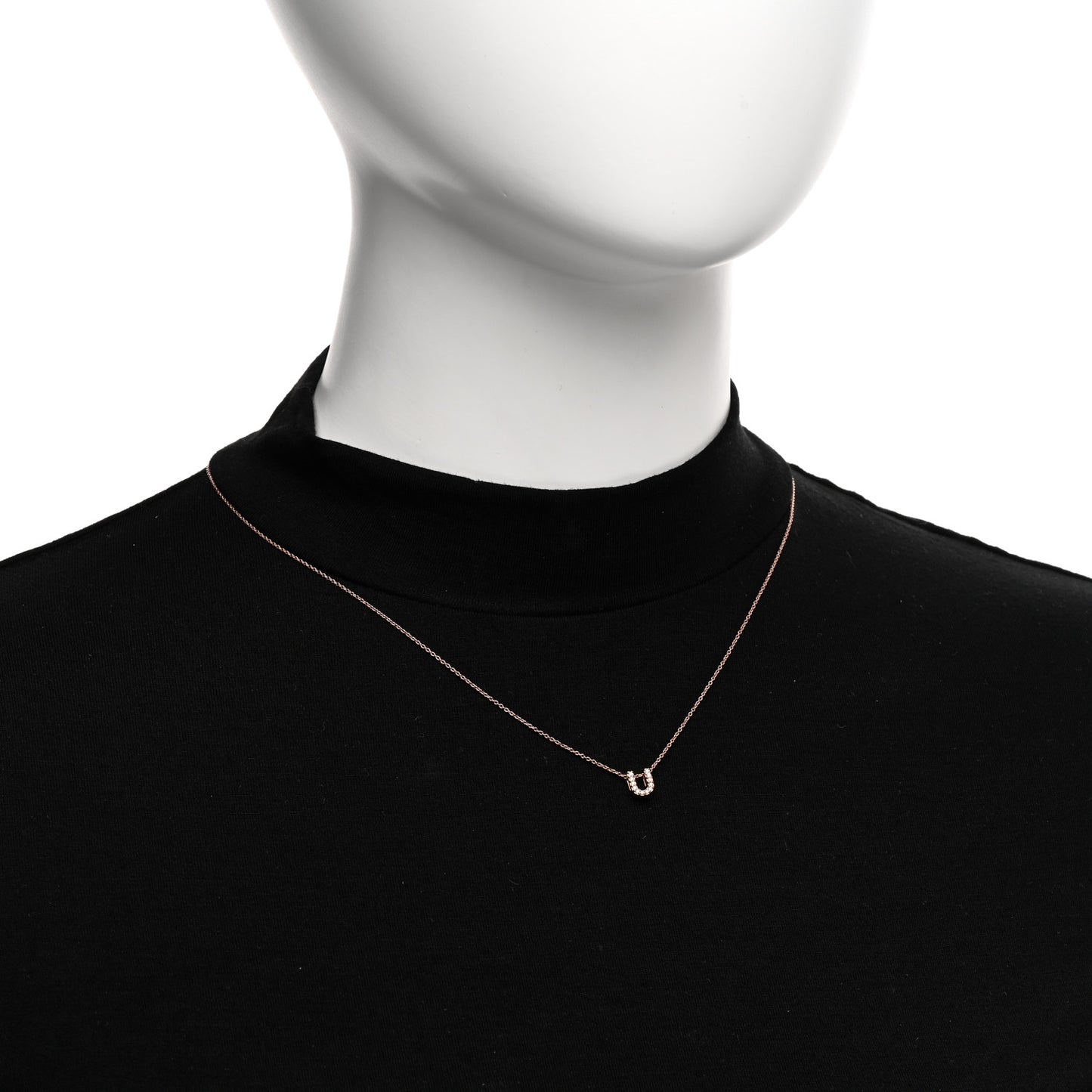 18K Rose Gold Diamond Love Letter U Pendant Necklace
