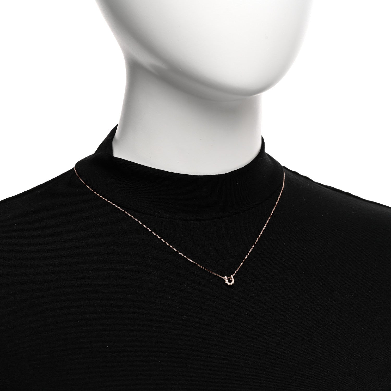 Roberto Coin 18K Rose Gold Diamond Love Letter U Pendant Necklace 2 of 4
