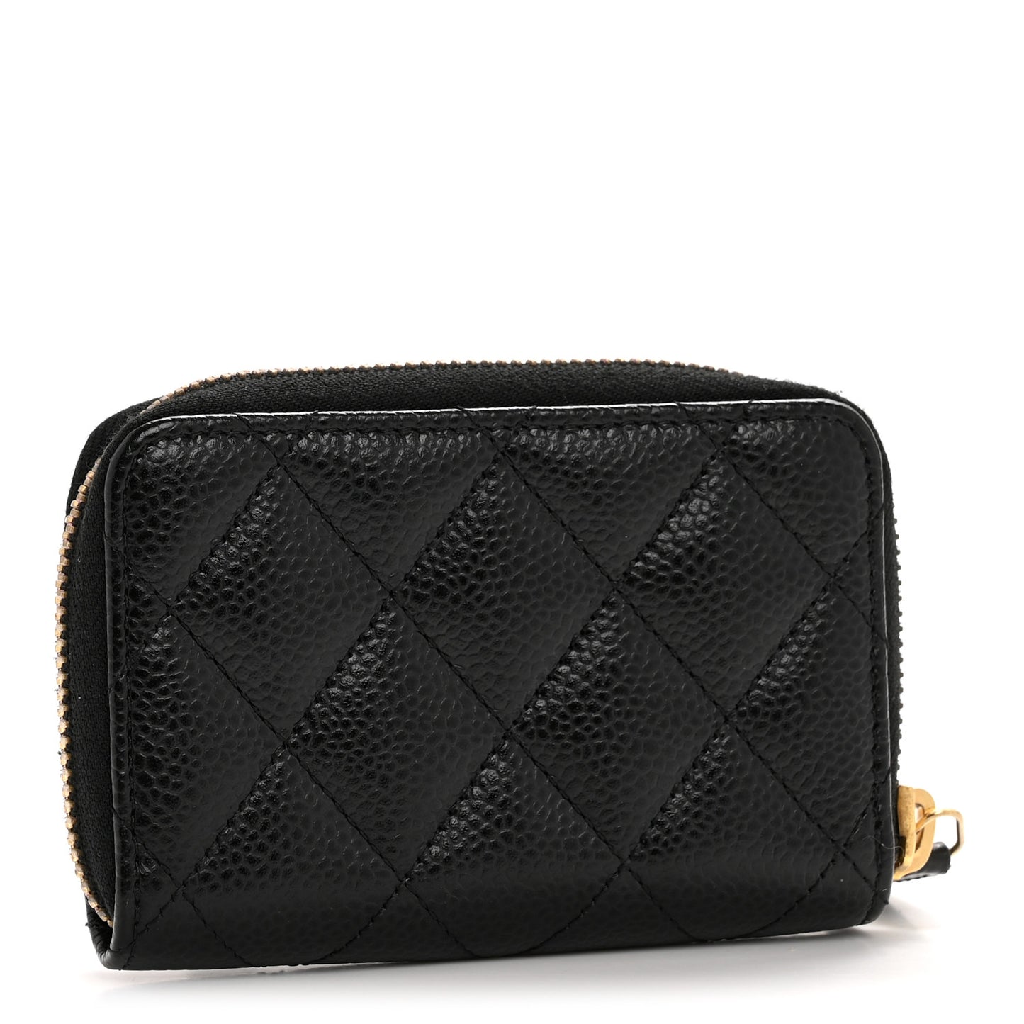 Caviar Quilted Zip Coin Purse Black