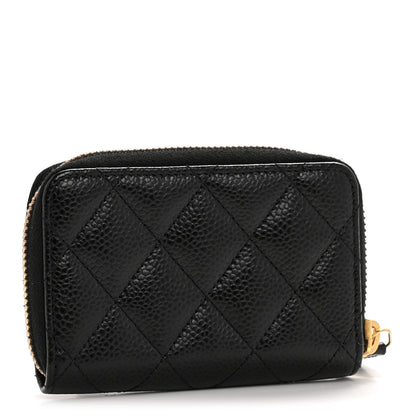 Chanel Caviar Quilted Zip Coin Purse Black 3 of 9