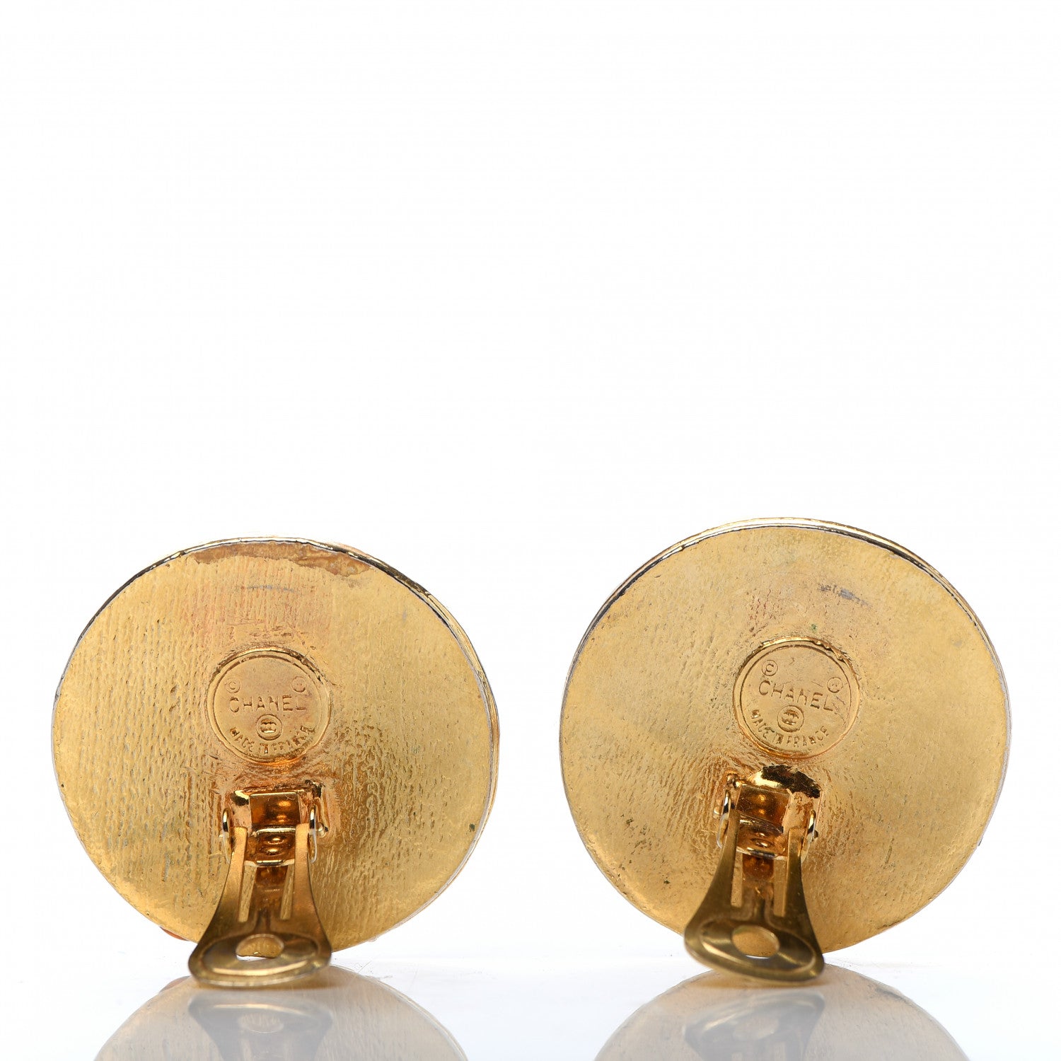 Chanel Crystal CC Round Clip On Earrings Black Gold 4 of 5