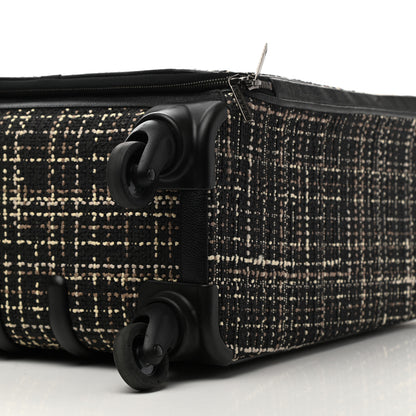 Chanel Tweed Calfskin Quilted Coco Case Trolley Rolling Luggage Black 8 of 8