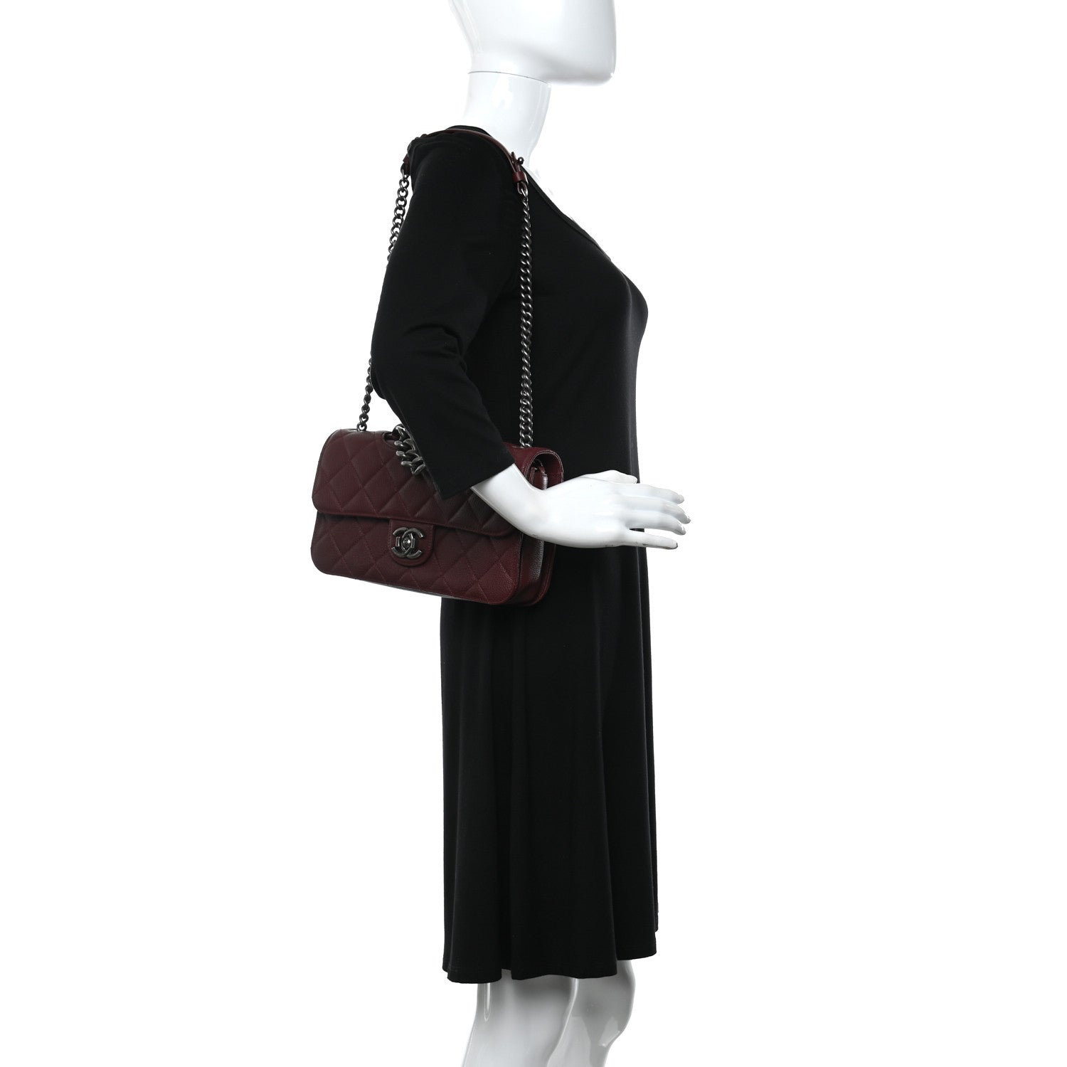 Chanel Goatskin Quilted Medium Perfect Edge Flap Burgundy 2 of 13