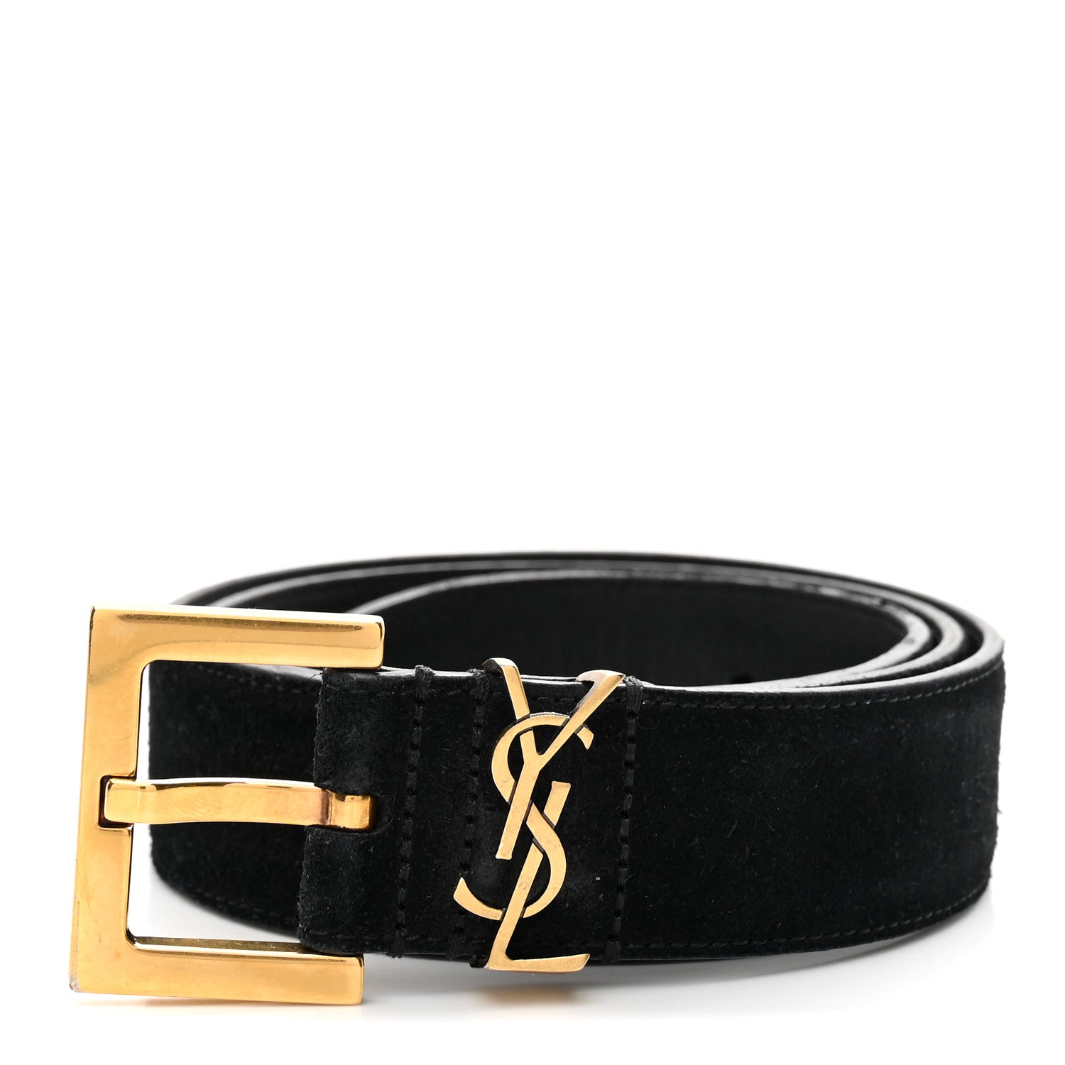 Saint Laurent Suede Monogram Cassandre Belt 75 30 Black 1 of 6