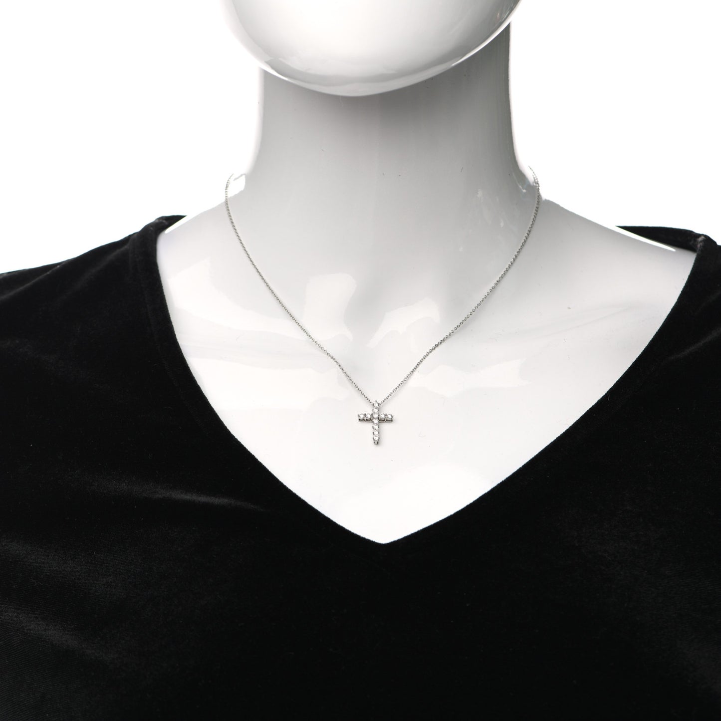 Platinum Diamond Small Cross Pendant Necklace