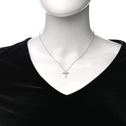 Tiffany Platinum Diamond Small Cross Pendant Necklace 2 of 5