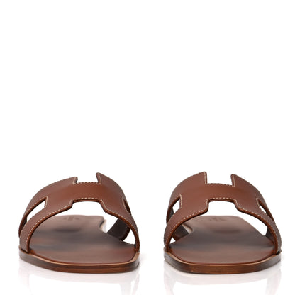 Hermes Box Calfskin Oran Sandals 40 Gold 2 of 8