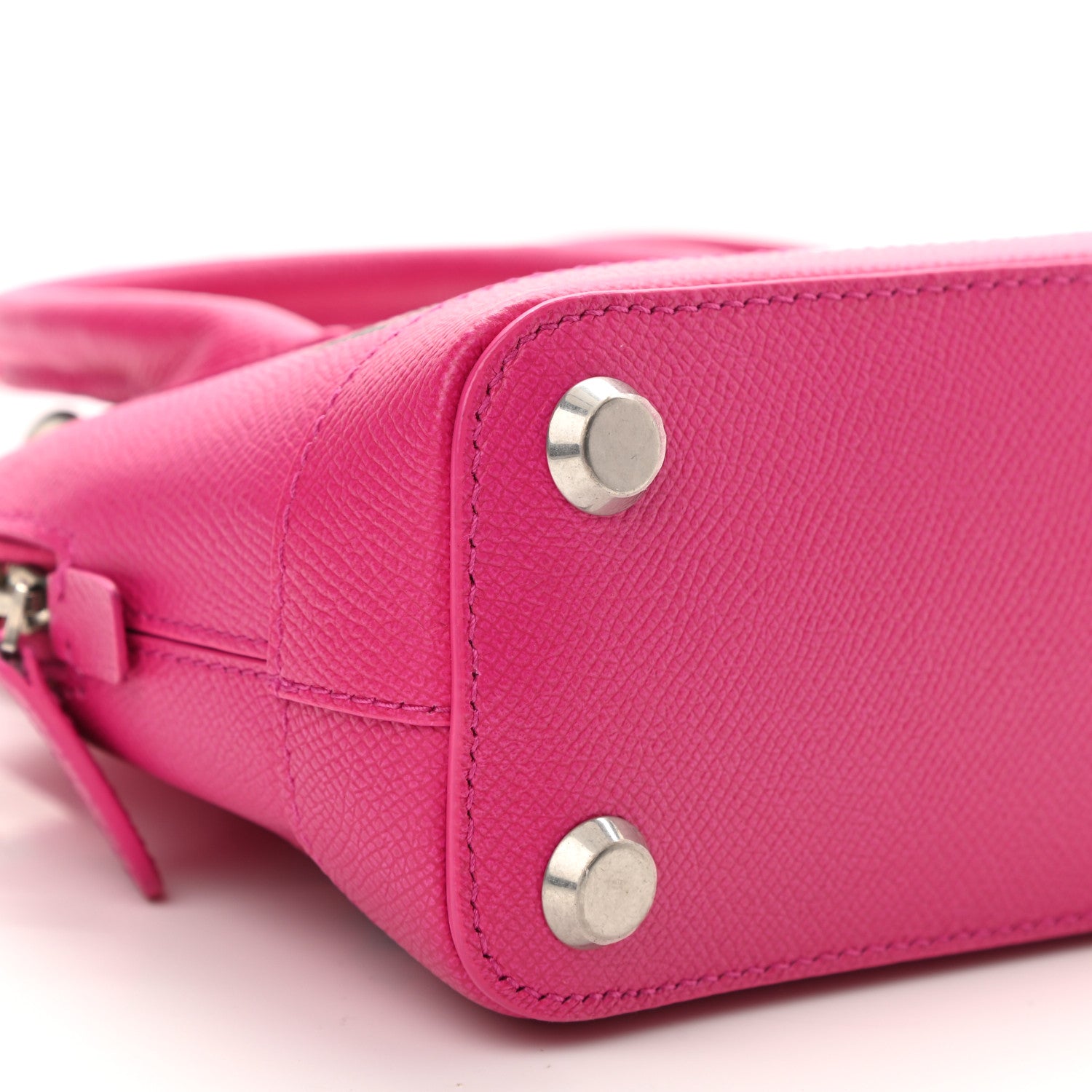 Balenciaga Signature Grained Calfskin Logo XXS Ville Top Handle Bag Fuchsia 8 of 8