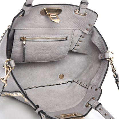 Valentino Garavani Grained Calfskin Mini Rockstud Tote Pastel Grey 6 of 8