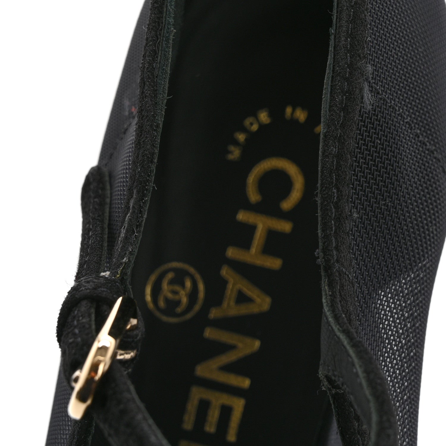Chanel Mesh Suede Grosgrain Pearls Cap Toe Mary Jane Pumps  37.5 Black 13 of 14