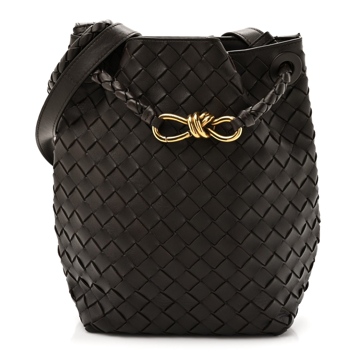 Nappa Intrecciato Small Andiamo Bucket Bag Fondant