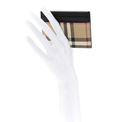 Burberry Smooth Calfskin Coated Canvas Vintage Check Sandon Card Case Beige Black 2 of 9