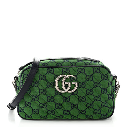 Gucci Monogram Multicolor Matelasse Diagonal Small GG Marmont Chain Shoulder Bag Green Blue 1 of 10