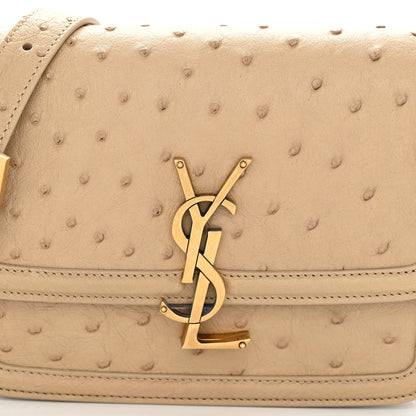 Saint Laurent Ostrich Small Solferino Satchel Beige Gold 8 of 9