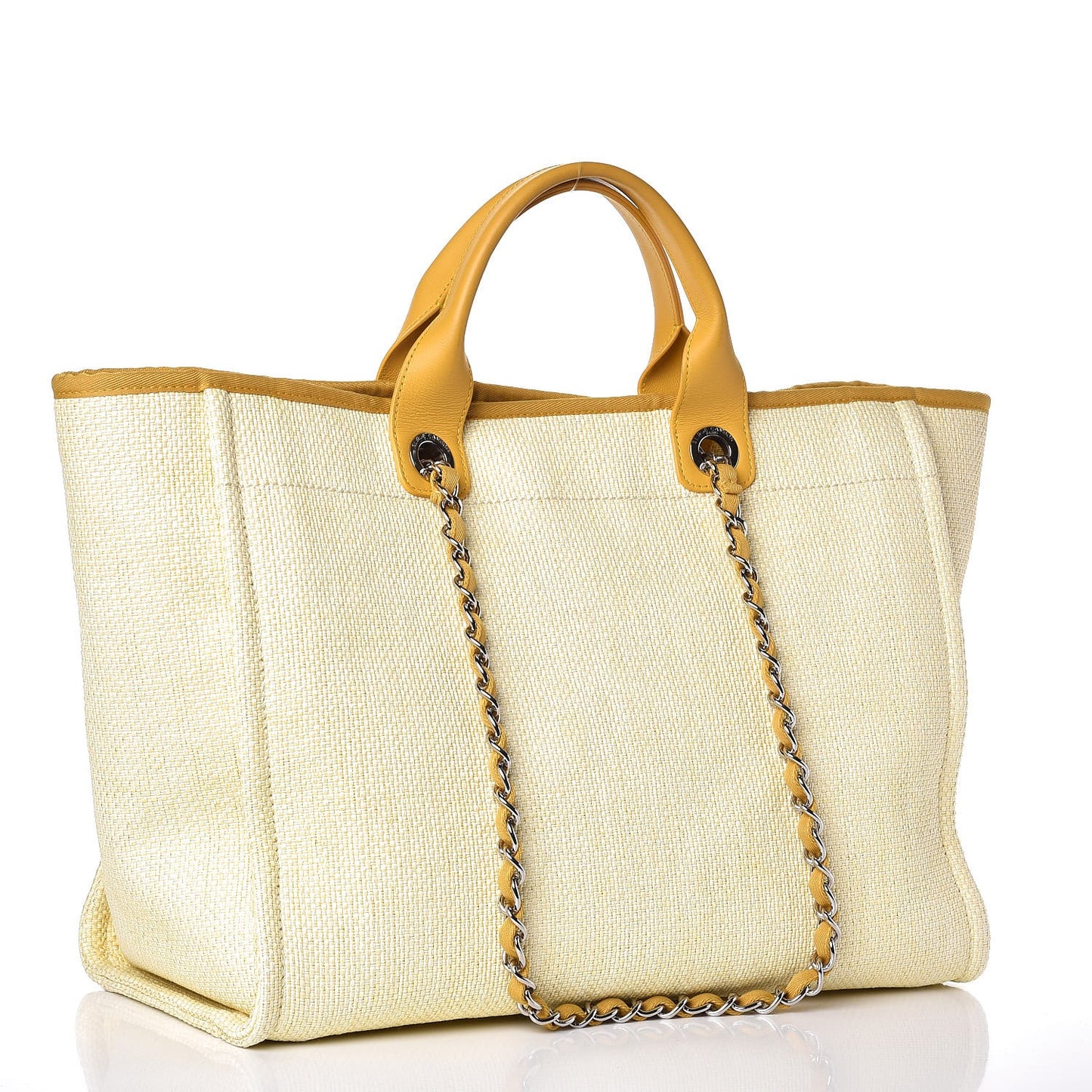 Woven Straw Raffia Large Deauville Tote Yellow