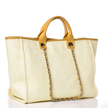 Chanel Woven Straw Raffia Large Deauville Tote Yellow 3 of 10