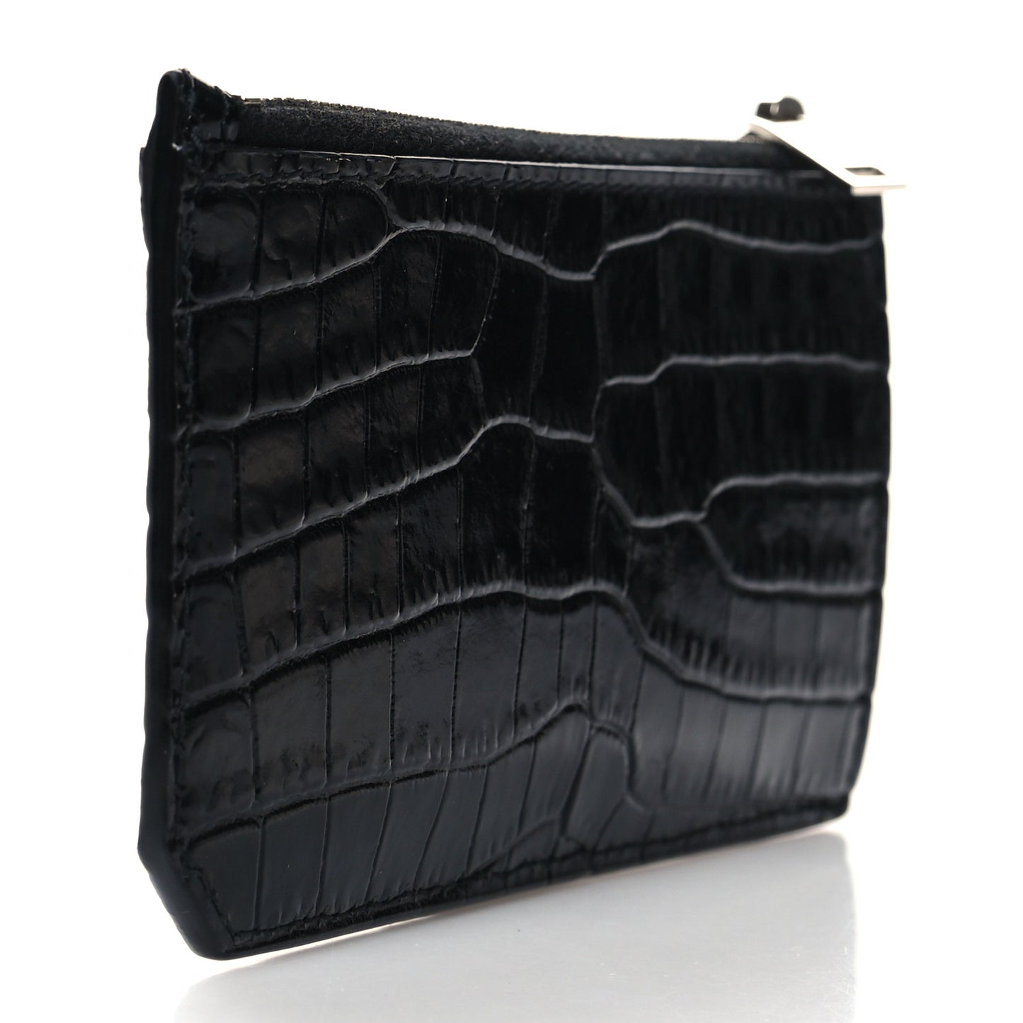 Calfskin Crocodile Embossed 5 Fragments Zip Pouch Card Holder