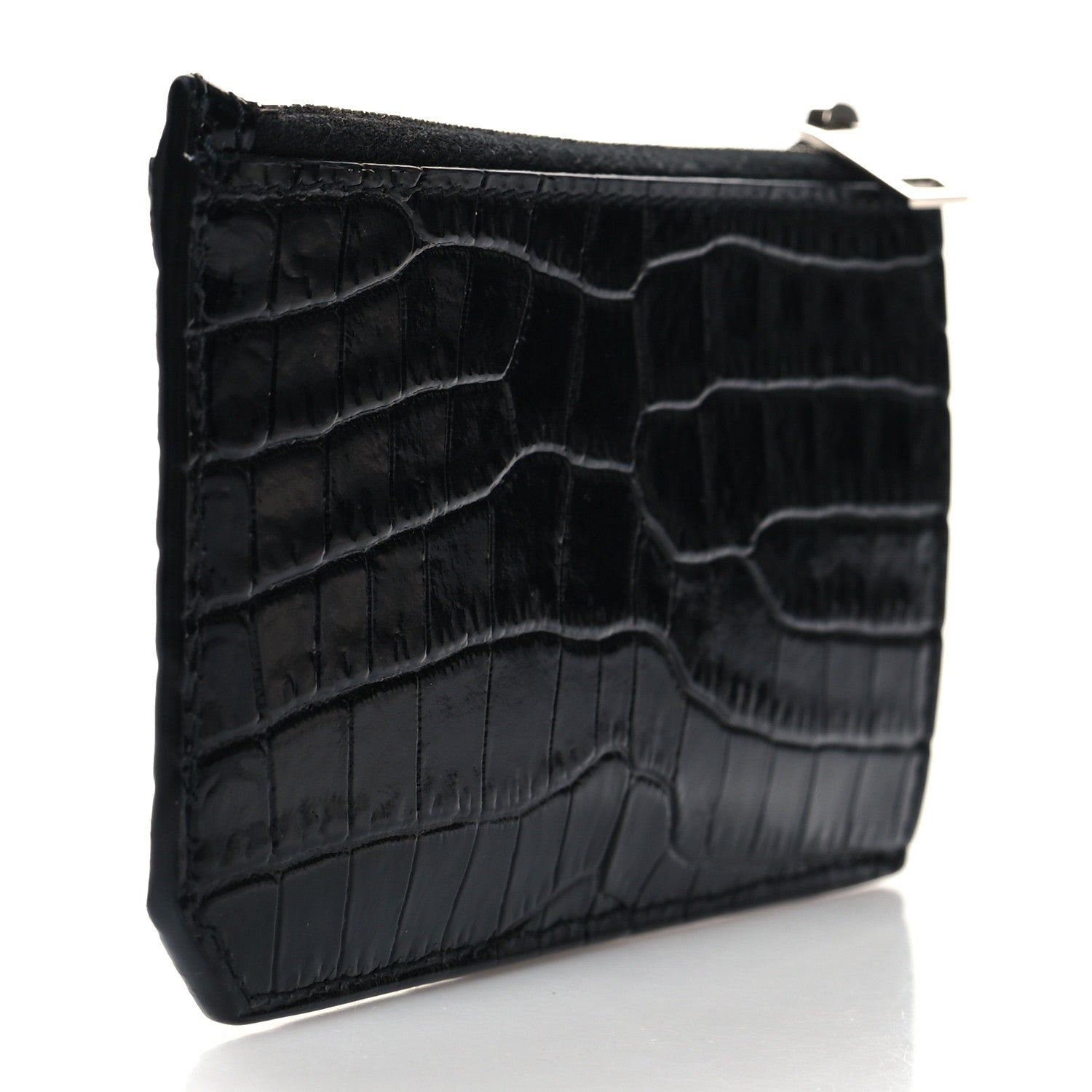 Saint Laurent Calfskin Crocodile Embossed 5 Fragments Zip Pouch Card Holder 3 of 7