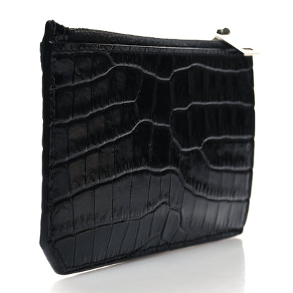 Saint Laurent Calfskin Crocodile Embossed 5 Fragments Zip Pouch Card Holder 3 of 7