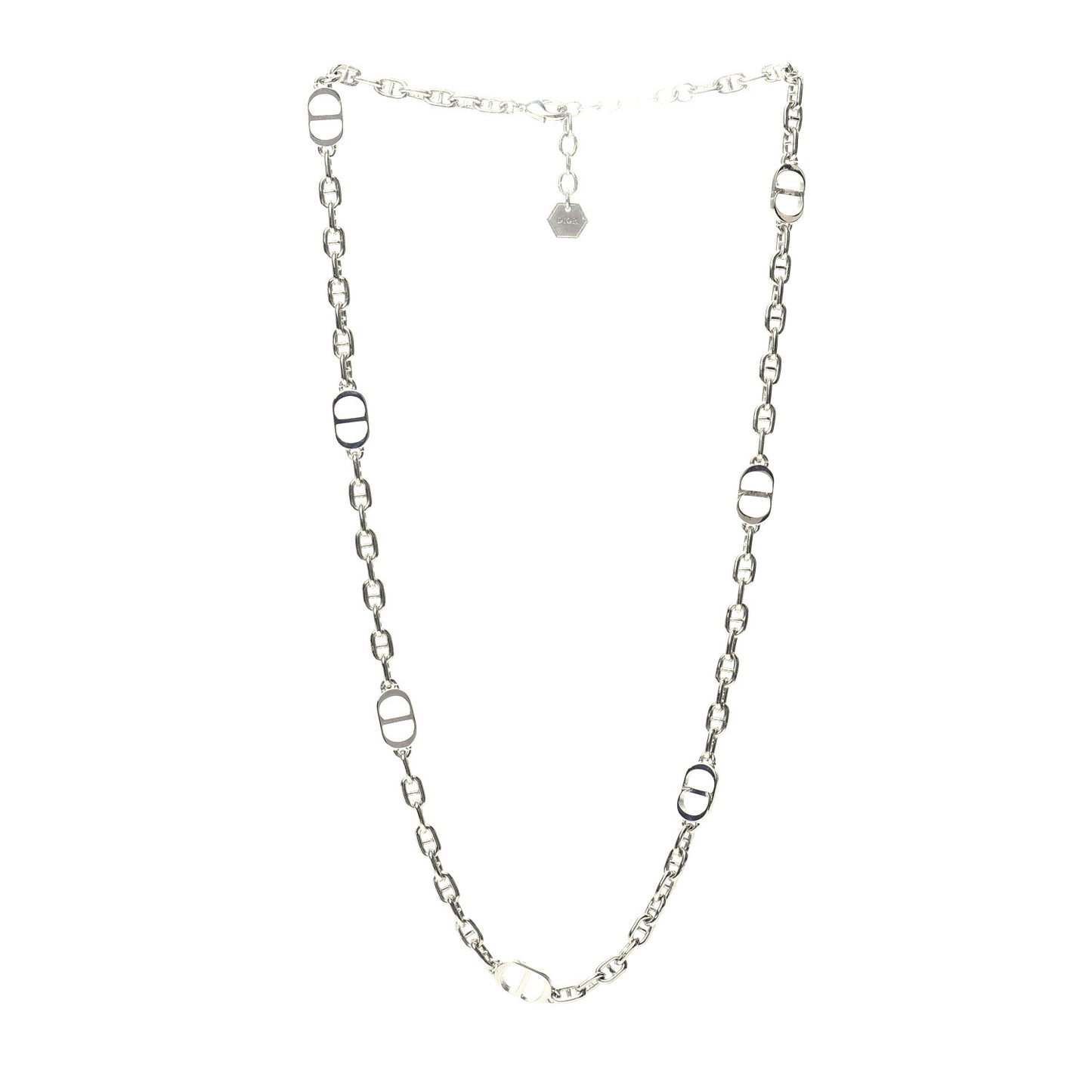 Palladium Grain De Cafe CD Chain Necklace Silver