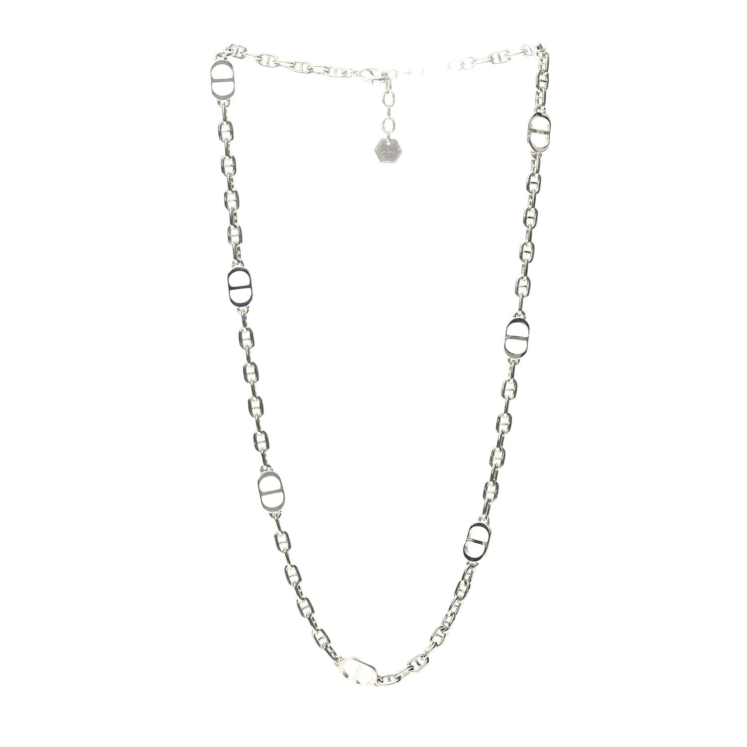 Christian Dior Palladium Grain De Cafe CD Chain Necklace Silver 3 of 6