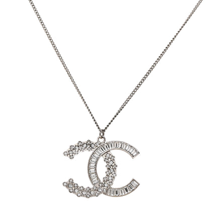 Chanel Crystal Baguette CC Pendant Necklace Silver 1 of 5