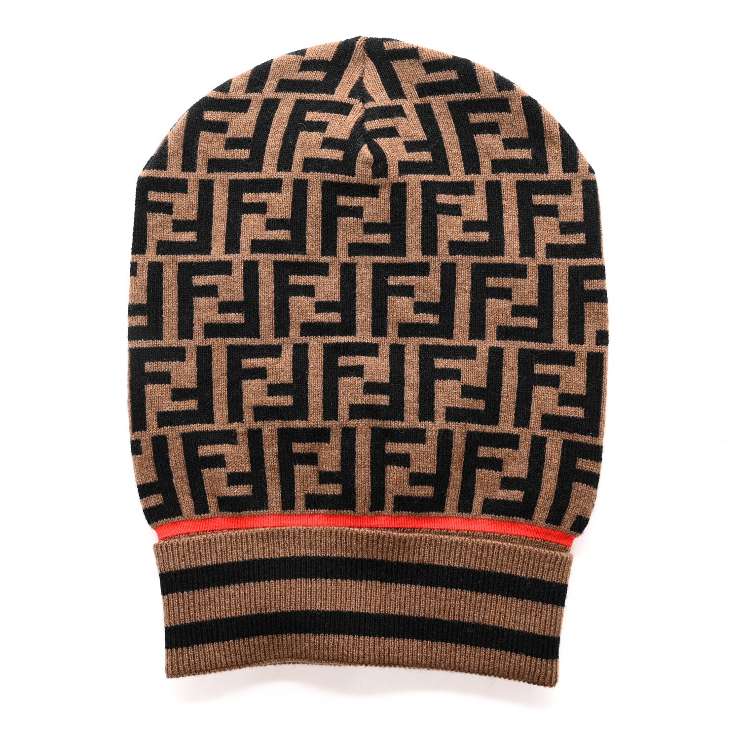 Fendi Cashmere Wool Beanie Tobacco Rosso 1 of 4