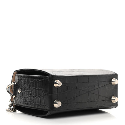 Alexander McQueen Calfskin Crocodile Embossed Box Shoulder Bag 19 Black 4 of 10