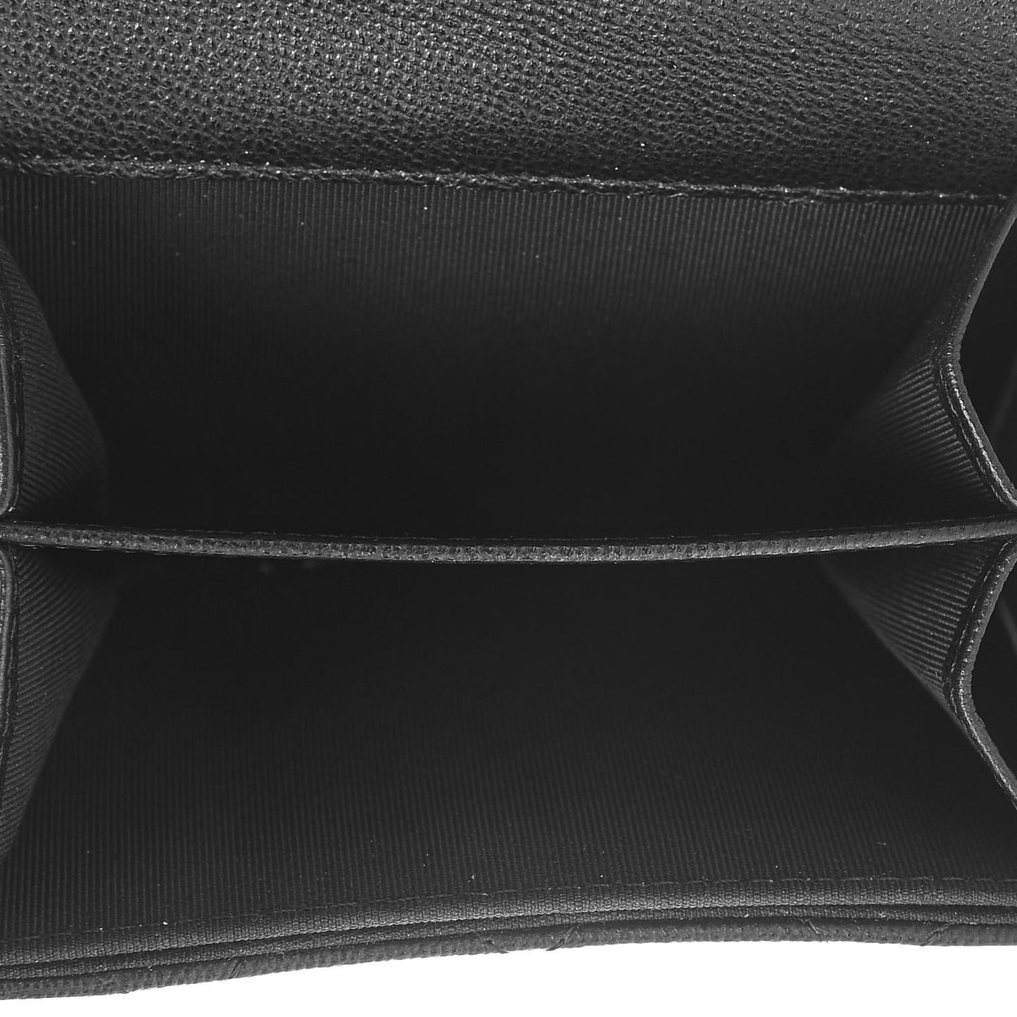 Grained Calfskin Quilted CC Box Compact Flap Wallet Black