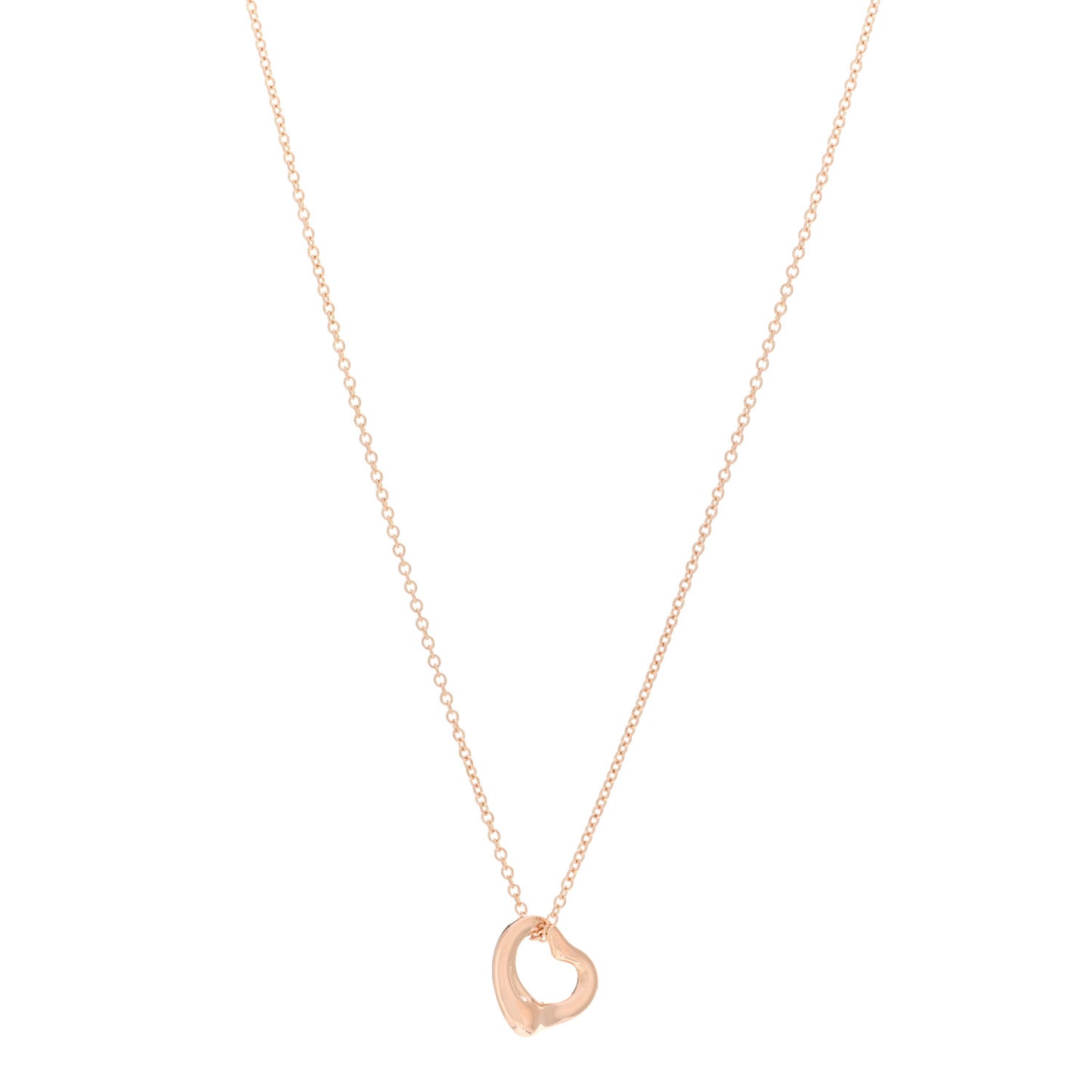 18K Rose Gold 11mm Elsa Peretti Open Heart Pendant Necklace
