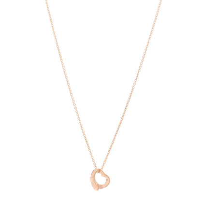 Tiffany 18K Rose Gold 11mm Elsa Peretti Open Heart Pendant Necklace 1 of 4