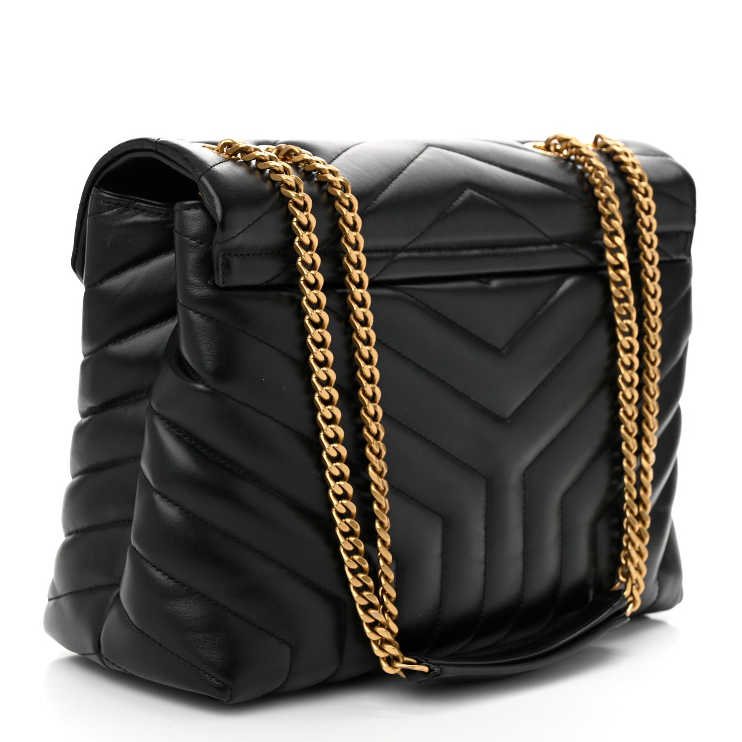 Saint Laurent Calfskin Y Quilted Monogram Medium Loulou Chain Satchel Black 3 of 11