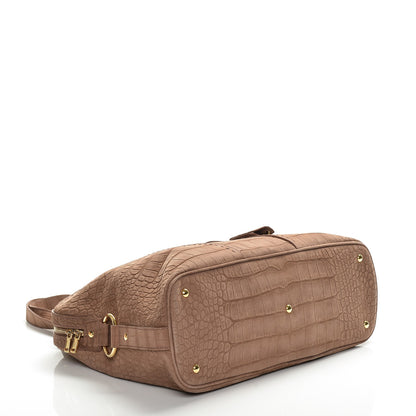 Saint Laurent Nubuck Crocodile Embossed Oversized Muse Brown 4 of 6