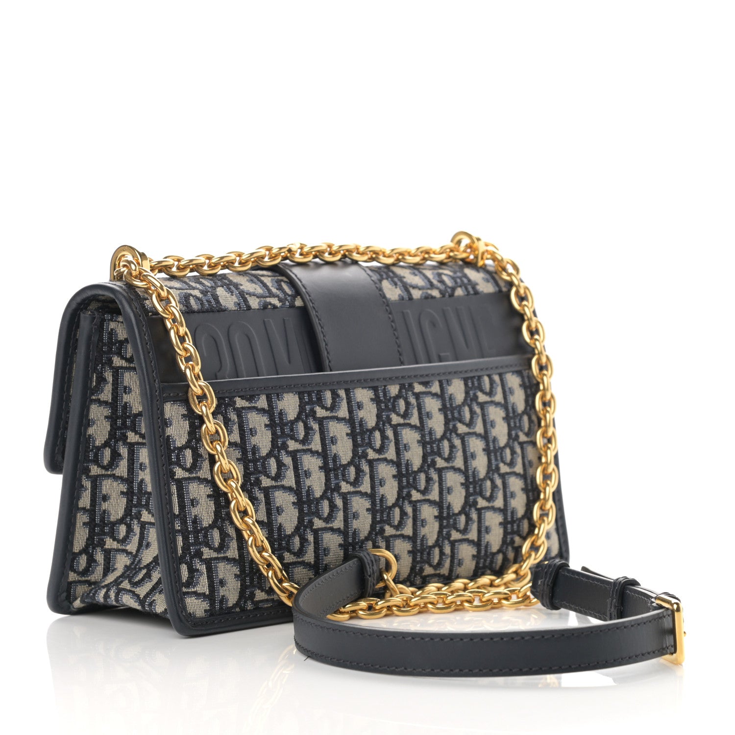 Christian Dior Oblique 30 Montaigne Chain Flap Bag Blue 3 of 11