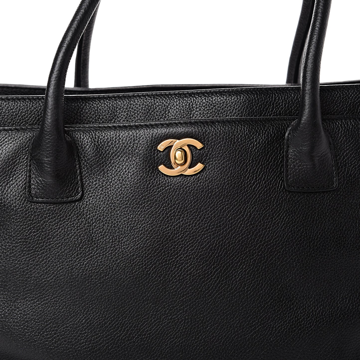 Calfskin Cerf Executive Shopper Tote Black
