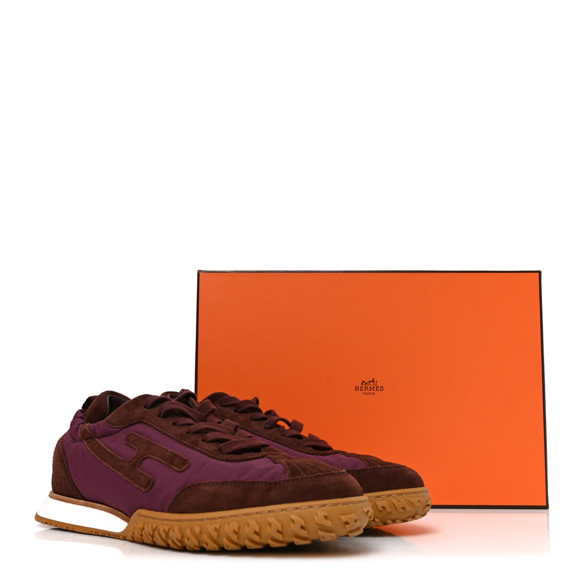 Hermes Suede Goatskin Jet Sneakers 37.5 Marron Palissandre 9 of 9