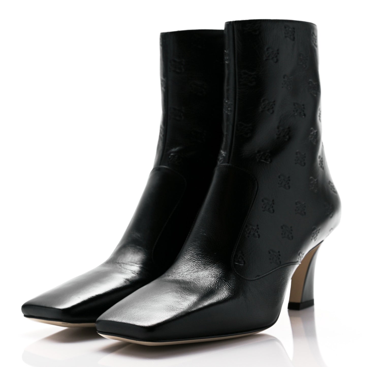 Vitello Karligraphy Embossed FFreedom Ankle Boots 38.5 Black
