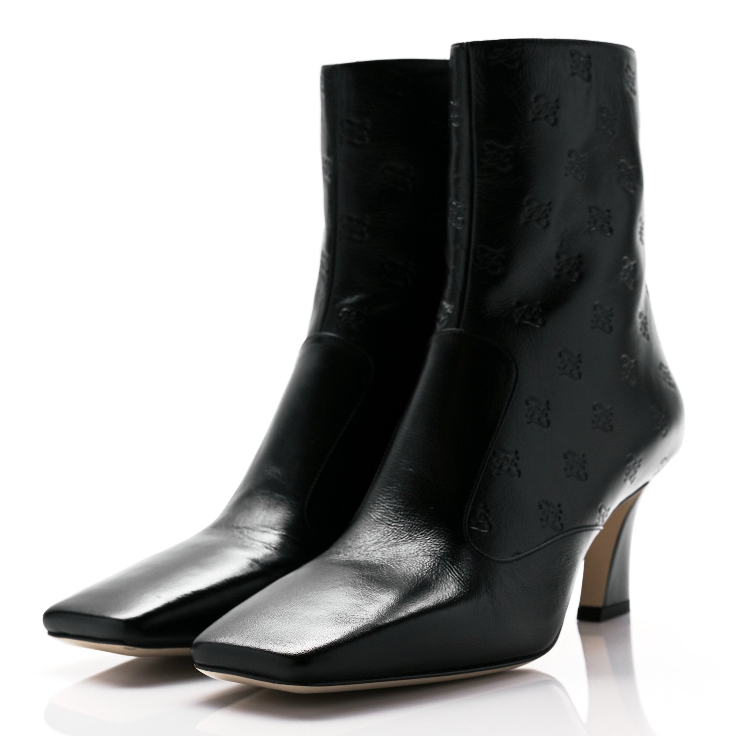 Fendi Vitello Karligraphy Embossed FFreedom Ankle Boots 38.5 Black 3 of 9