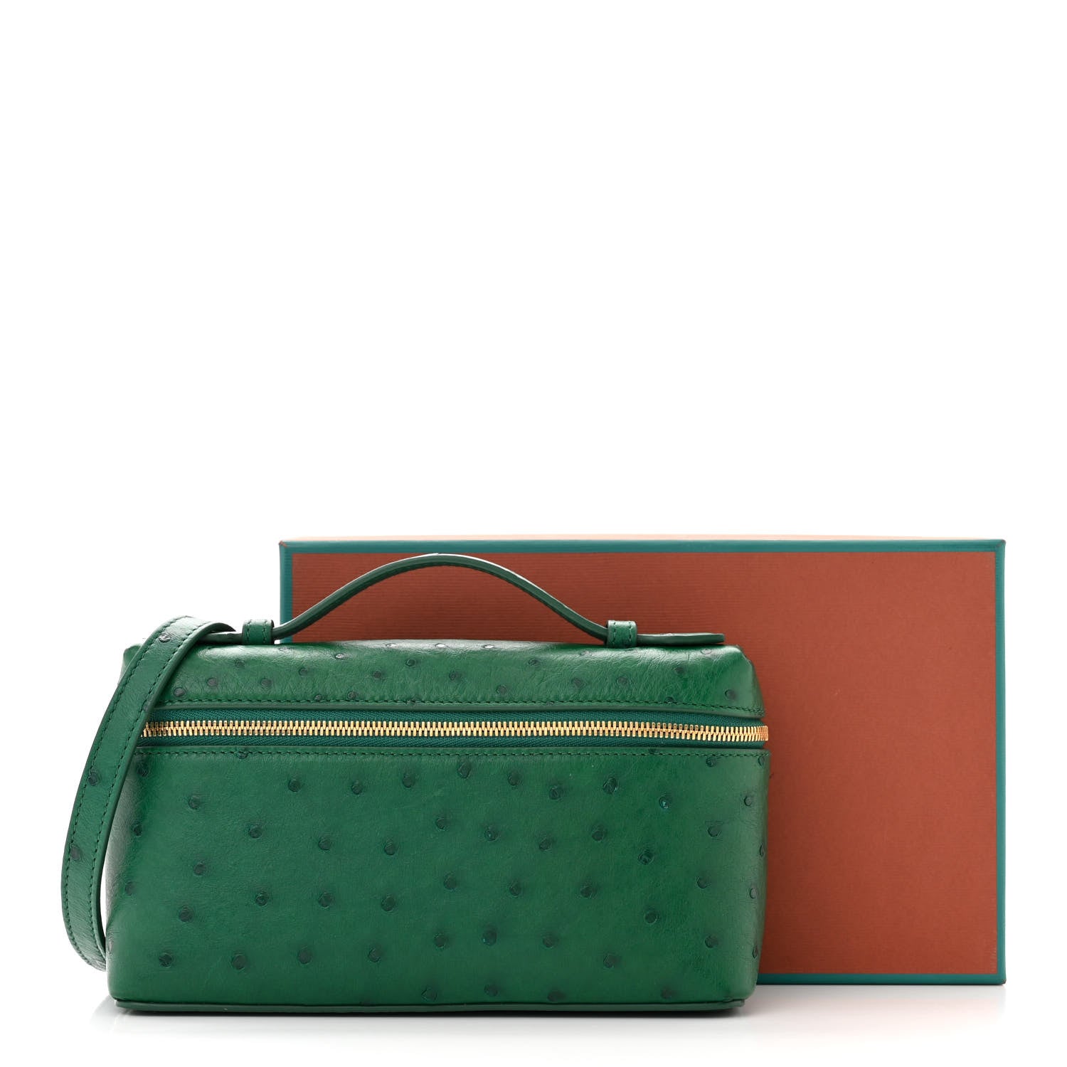 Loro Piana Ostrich L19 Extra Pocket Pouch Forest Leaves 1495321