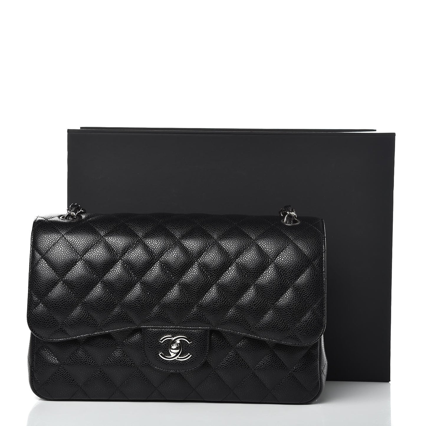 Caviar Quilted Jumbo Double Flap Black