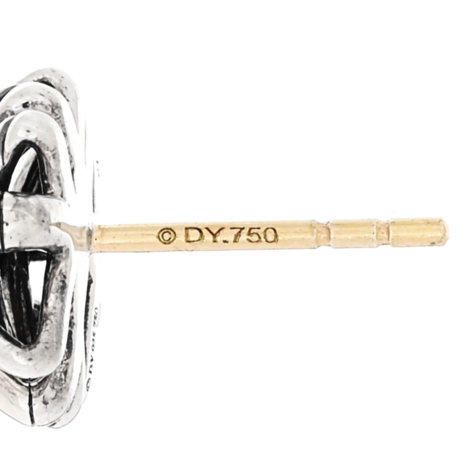 David Yurman Sterling Silver 18K Yellow Gold Crossover Stud Earrings 5 of 6