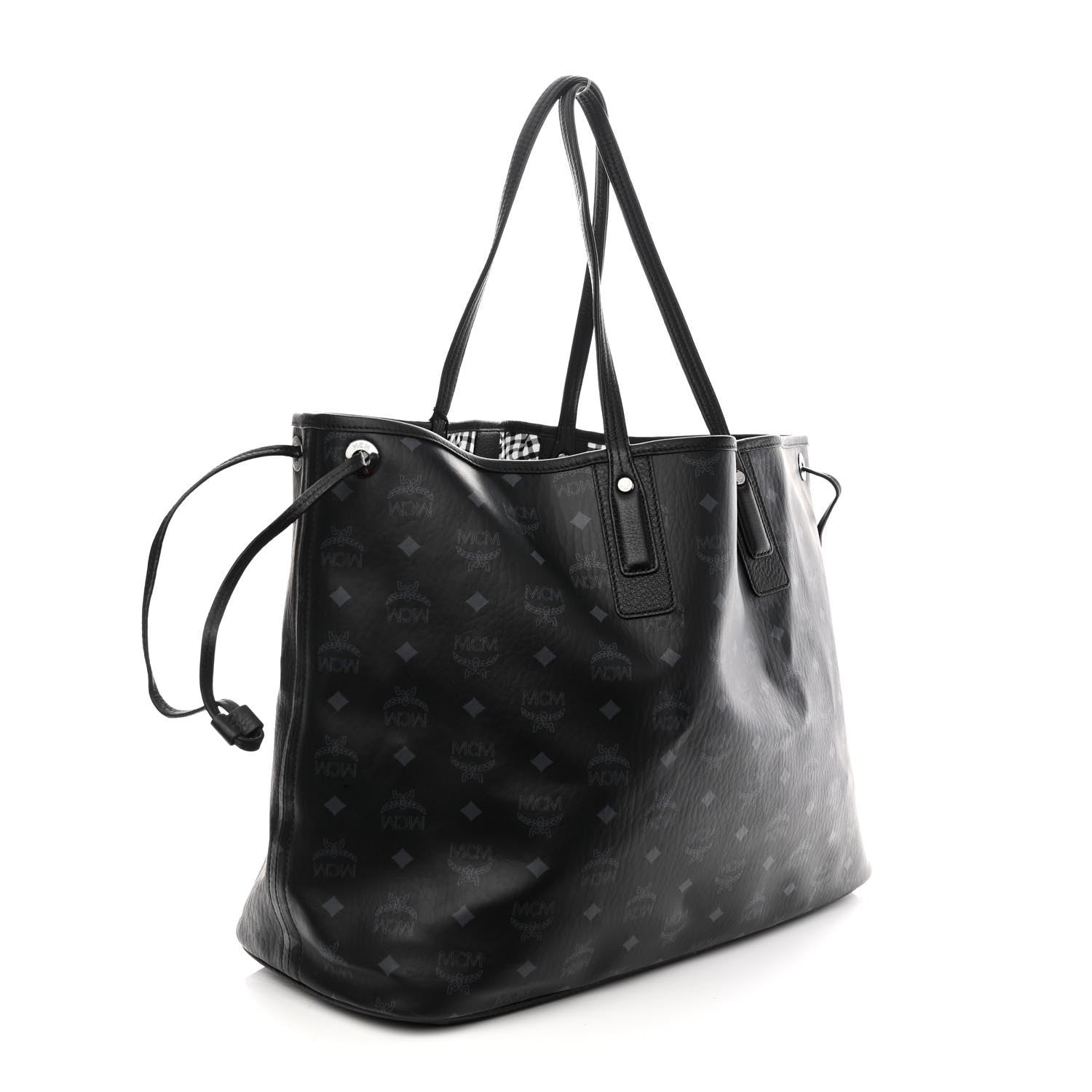 MCM Visetos Large Liz Reversible Shopper Tote Black 4 of 14