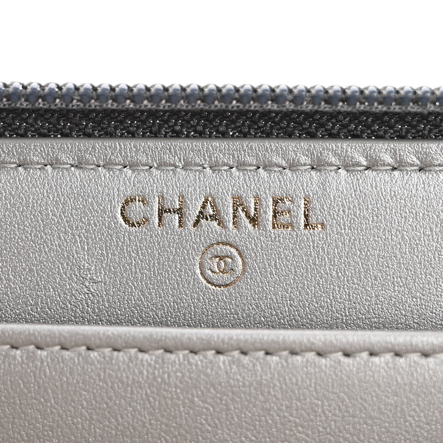 Chanel Cracked Metallic Calfskin Quilted Boy Long Zip Around Wallet Dark Silver 6 of 9