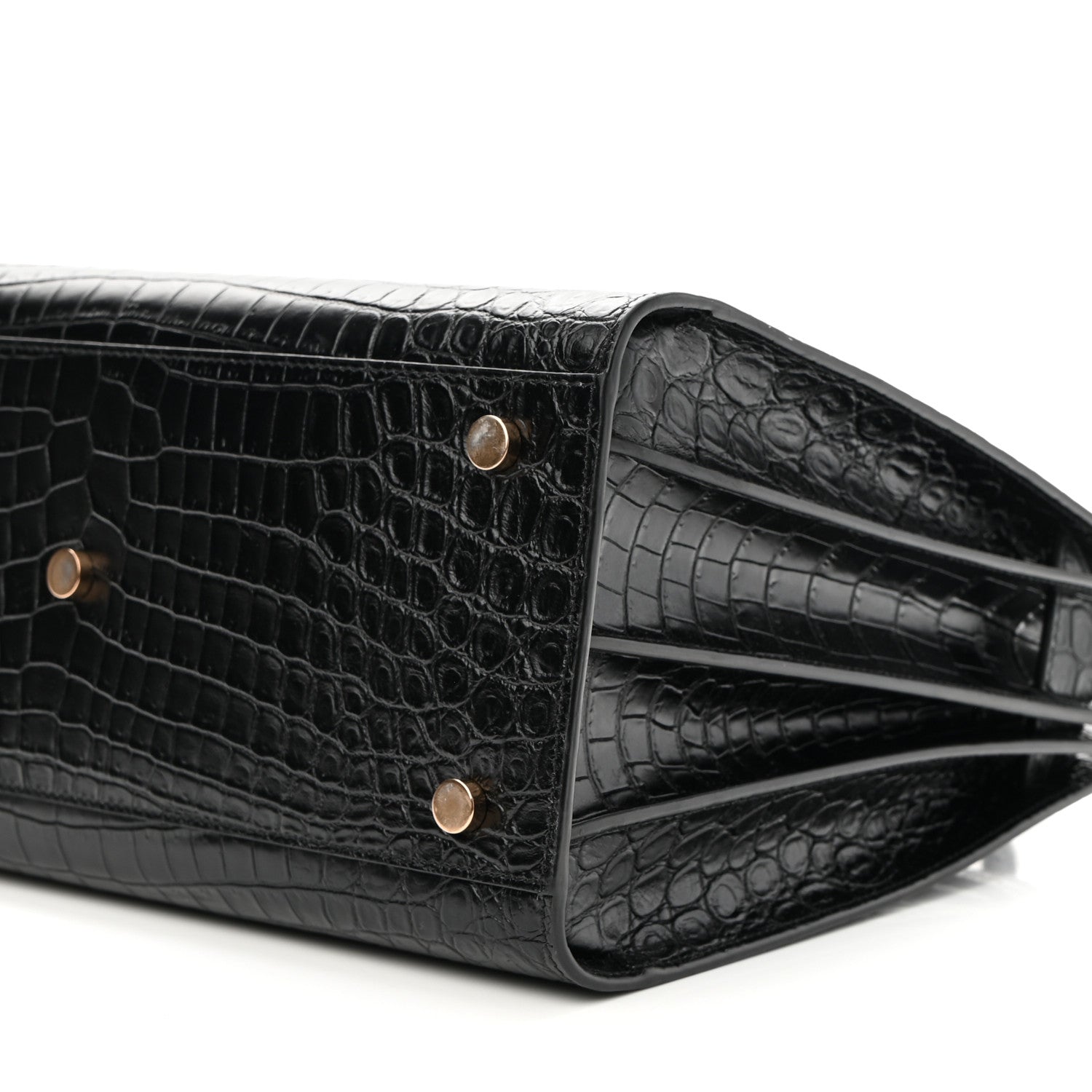 Saint Laurent Calfskin Crocodile Embossed Small Sac de Jour Black 8 of 10