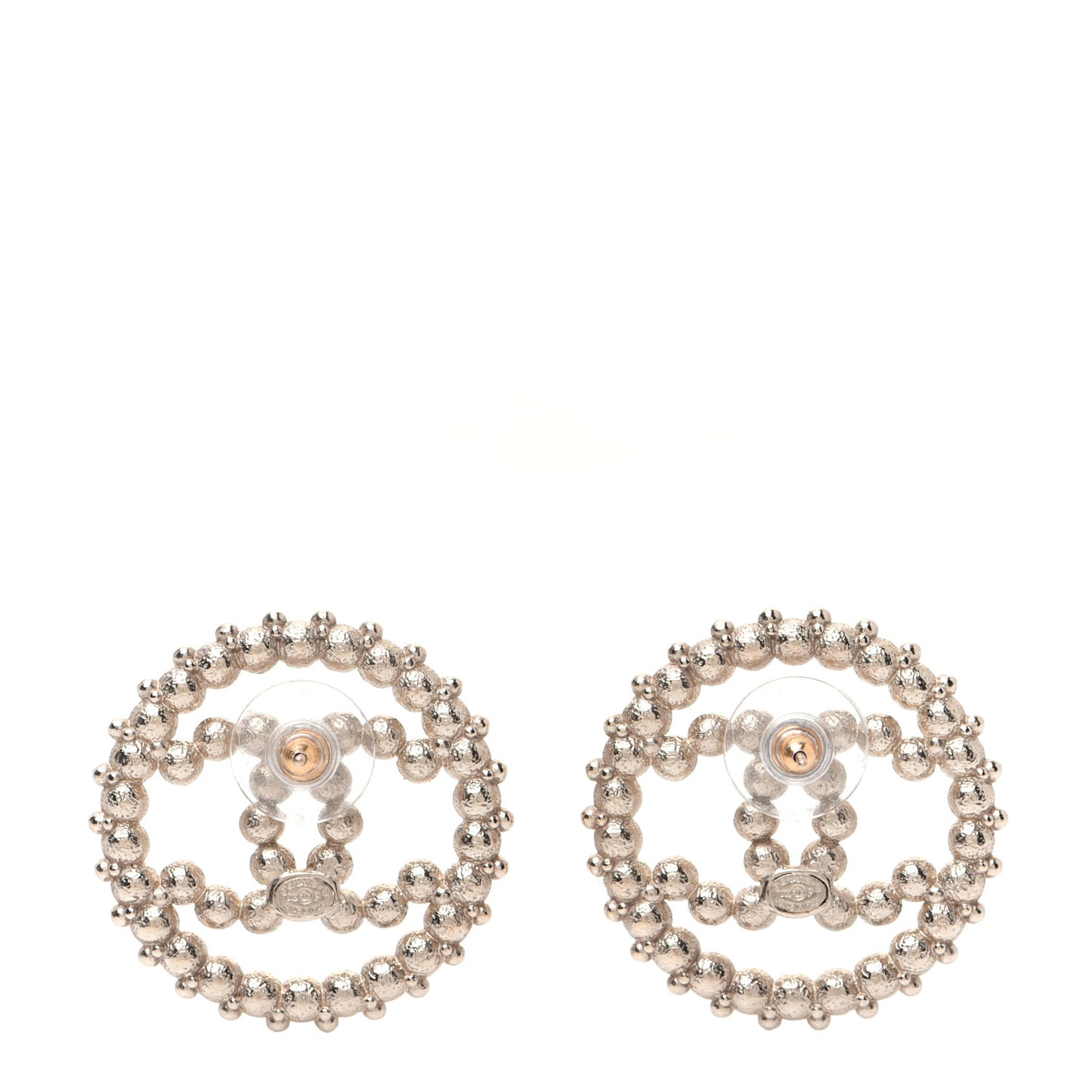 Resin Pearl CC Earrings Gold Black