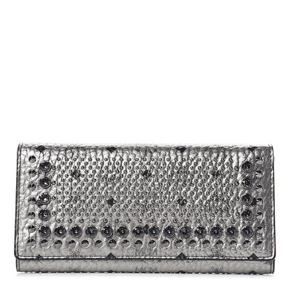 MCM Metallic Visetos Swarovski Crystal Studded Flap Wallet Silver 1 of 9